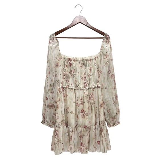 Wilfred Tempest Floral Square Neck Smocked Bodice Mini Dress Women’s Size M - Picture 4 of 11